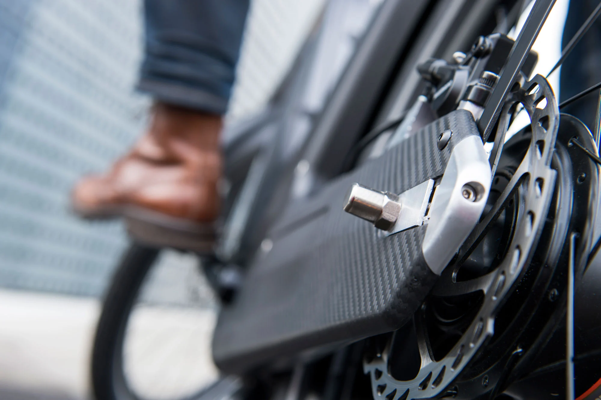 The chain is hidden within the body of the e-bike