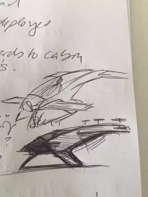 The first sketch on a napkin two years ago that started everything for Vahana