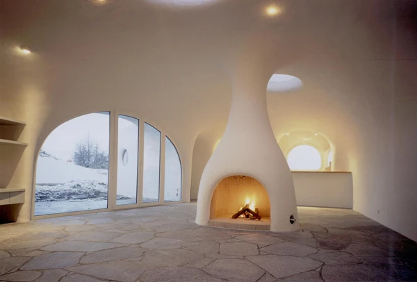 The interiors of the Earth Houses by Vetsch Architektur are as homely and comfortable as more traditional buildings