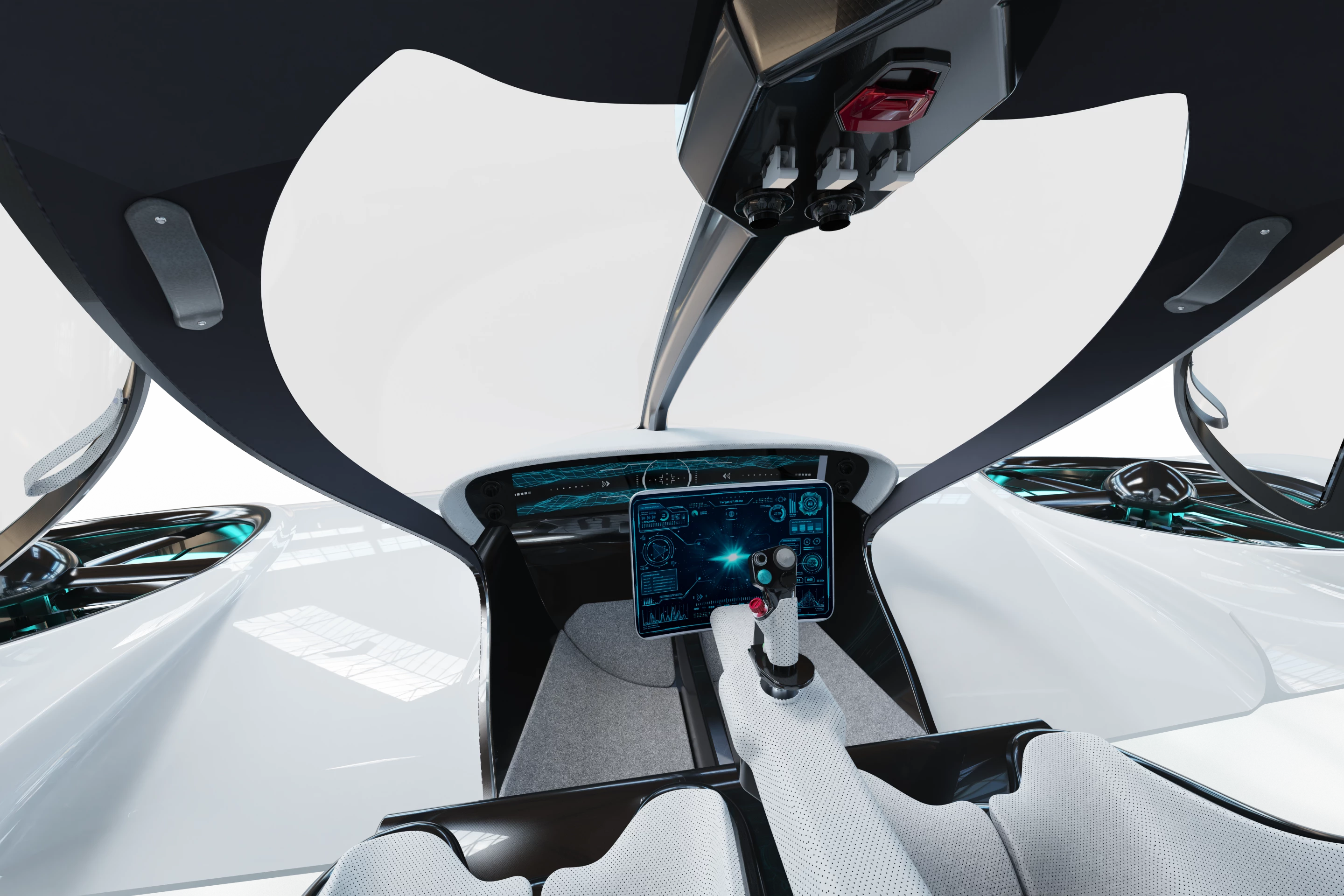 Single joystick and screen allows you to fly the H1X from either seat