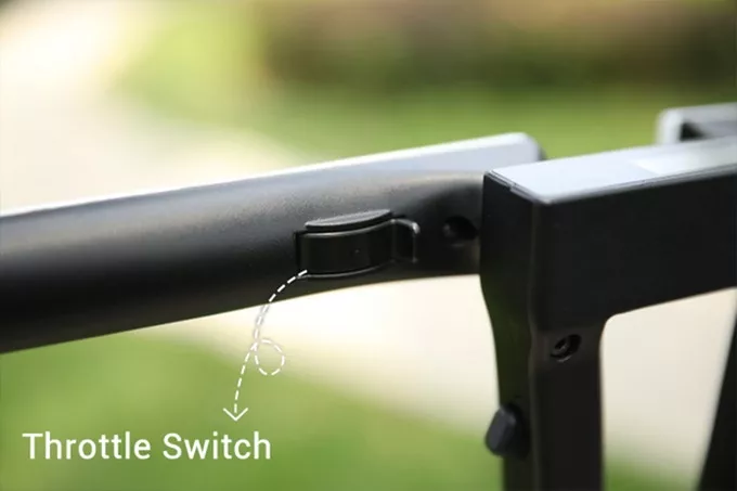 The Mantour X has a top speed of 12.4 mph, with acceleration controlled via a thumb throttle