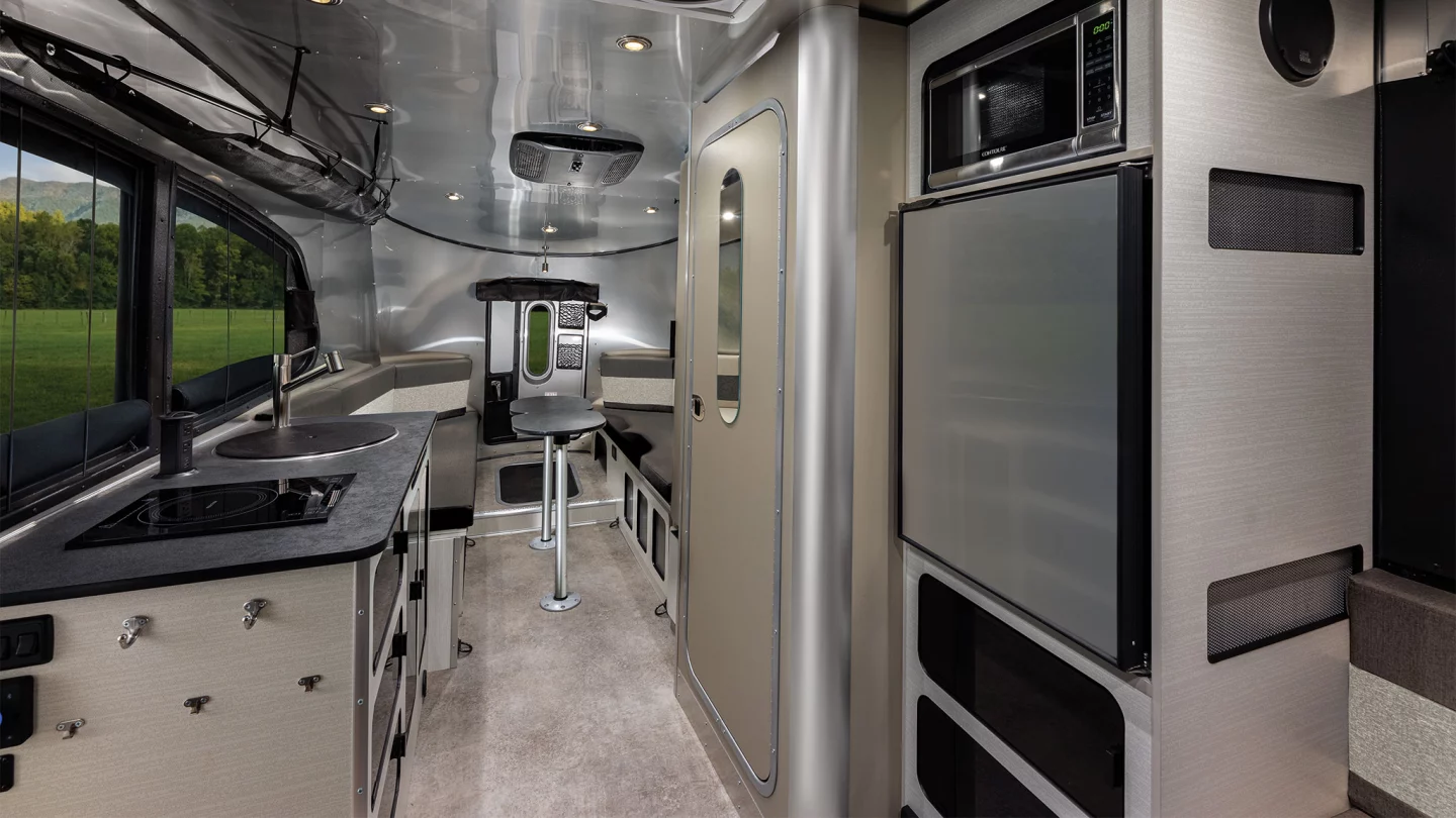 Inside the Airstream Basecamp Xe compact all-electric family trailer