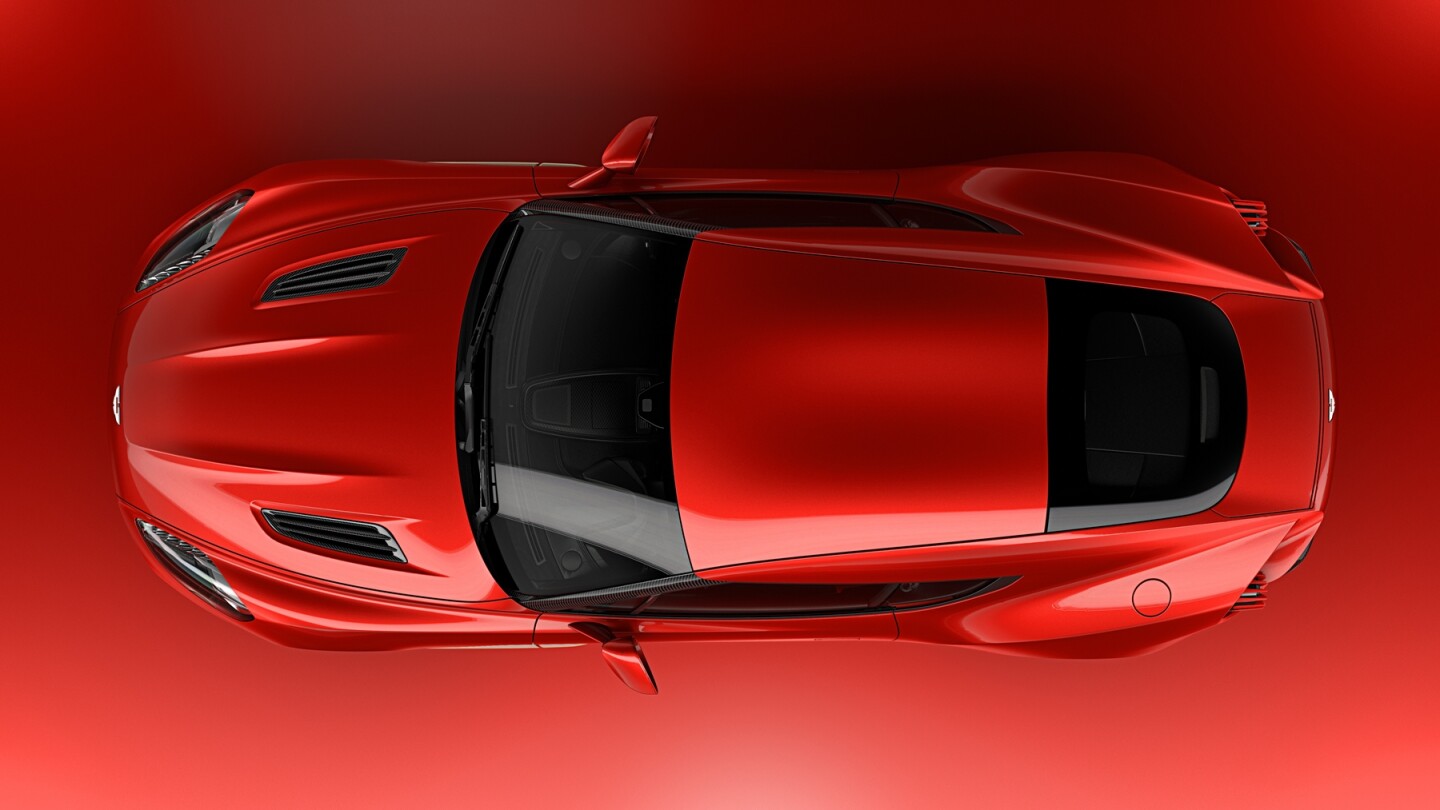 The windows of the Vanquish Zagato Concept are designed to wrap around the car like a visor