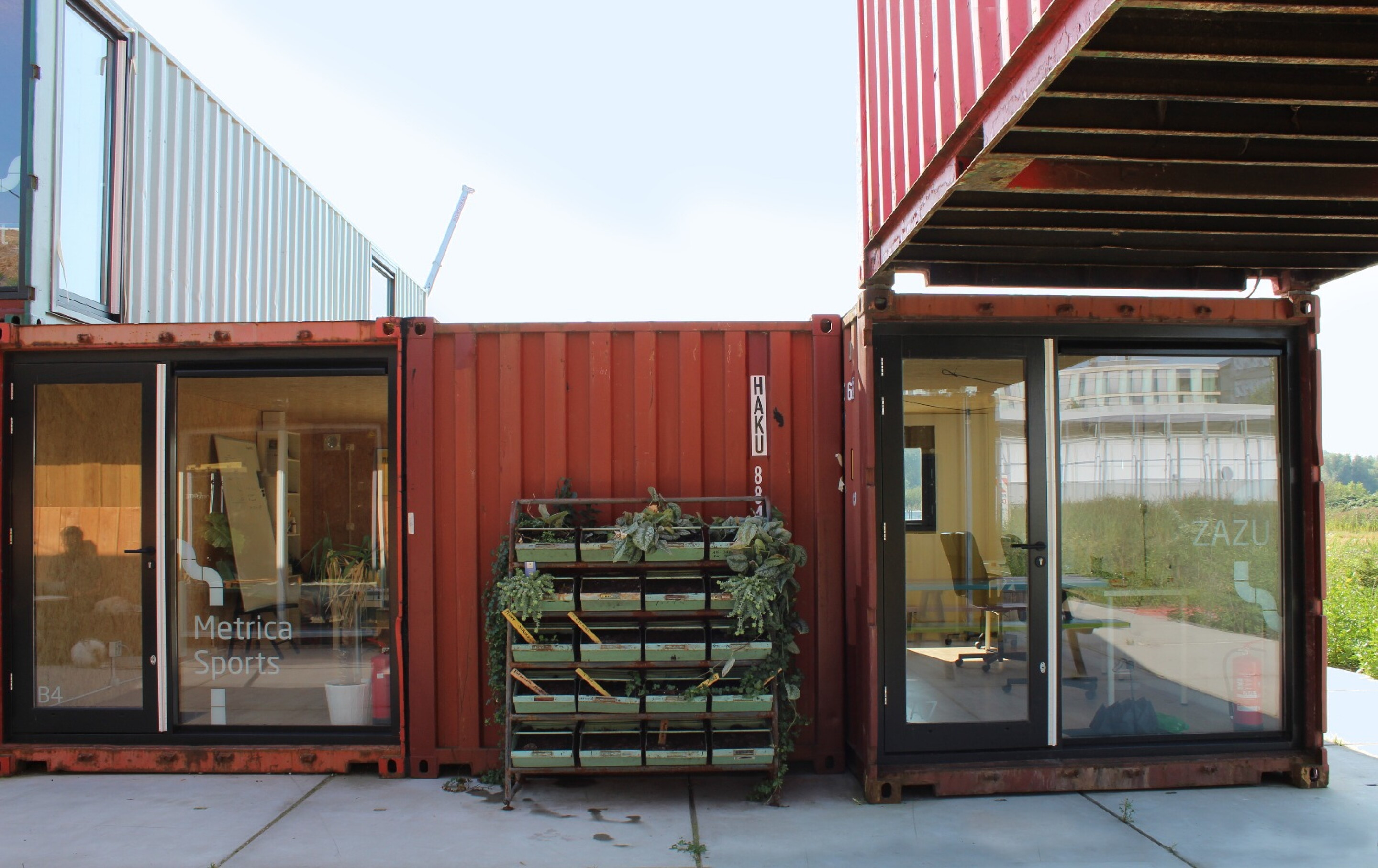 Cluster of shipping containers form modular startup incubator for Amsterdam