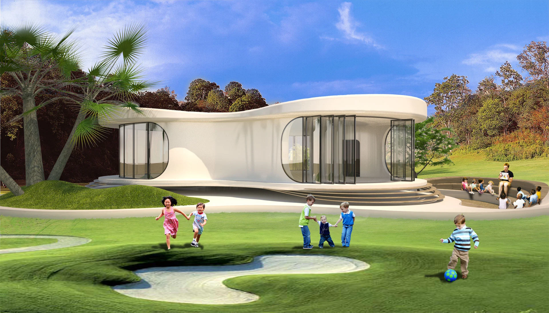 LAVA's relocatable school is a learning space for the future with a sustainable design that incorporates prefabrication, eco-materials and symmetrical repeatable geometry