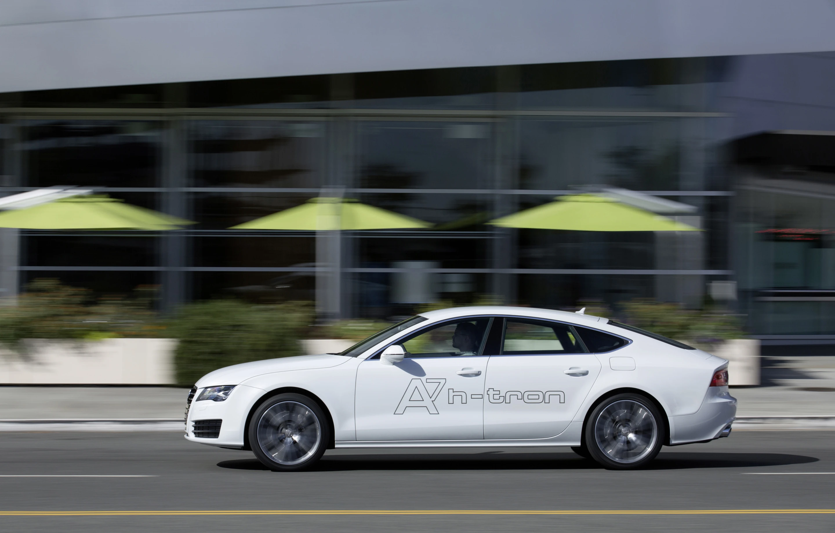 The Audi A7 h-tron accelerates from 0 to 62 mph in 7.9 seconds