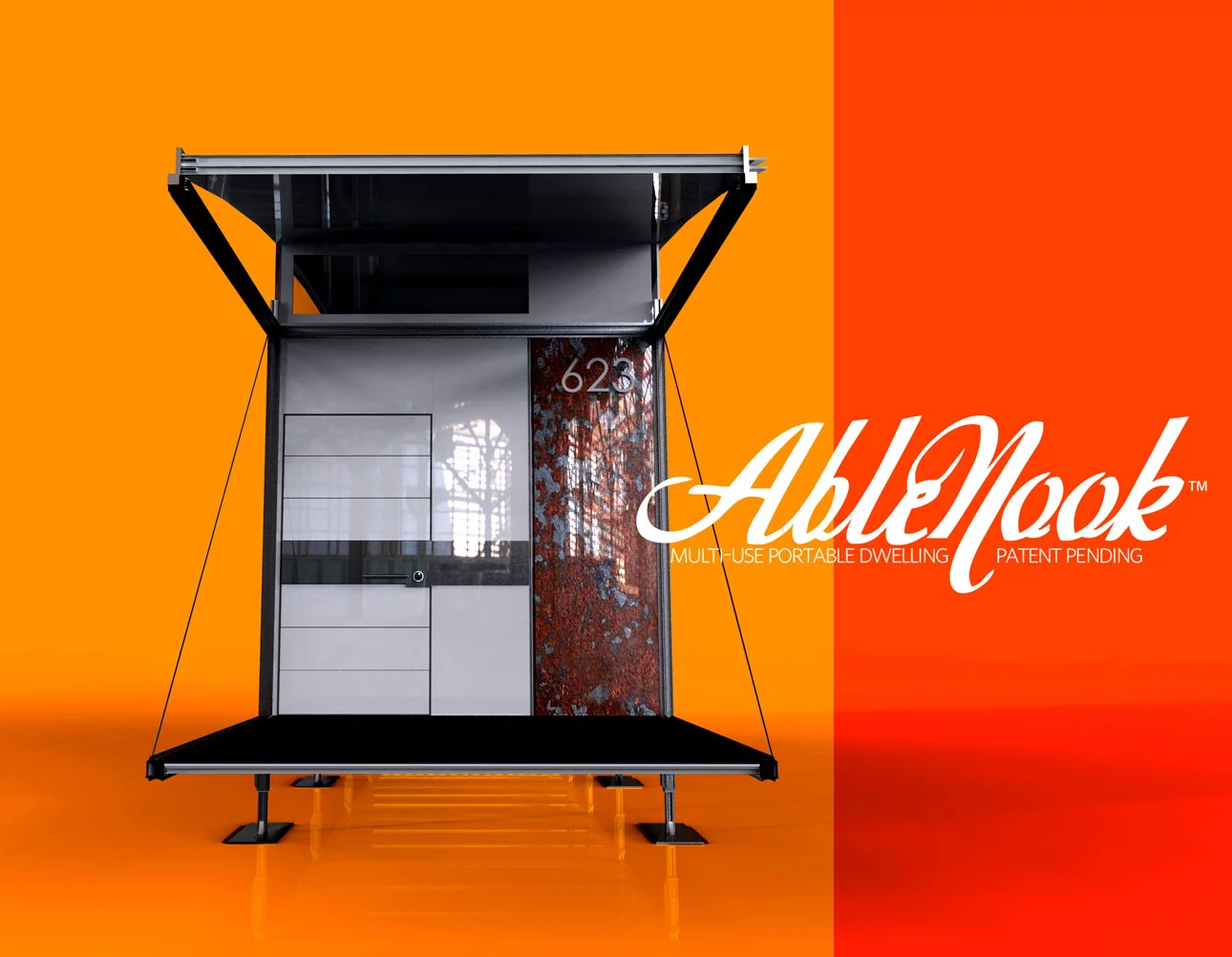 AbleNook is a portable prefabricated shelter that comes flat packed for efficient and economic transportation