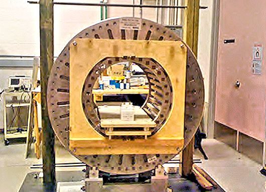The Sarty group's prototype Halbach cylinder, used mainly to study shimming techniques for improving the homogeneity of the magnetic field in the cylinder bore (Photo: University of Saskatchewan)