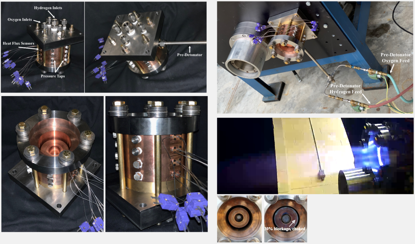 The three-inch copper test rig has developed up to 200 lbf, but thrust will increase in a linear fashion as more fuel is added