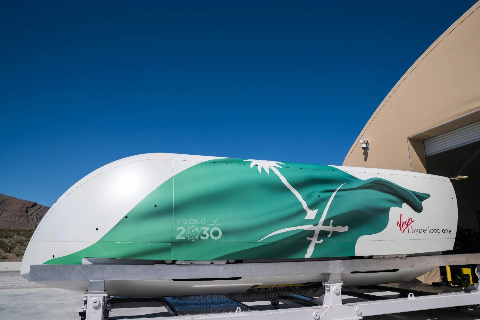 Dubbed the Vision 2030 Hyperloop Pod, Virgin Hyperloop One's capsule appears no different to the prototype the company has been putting through its paces at its test track outside Las Vegas