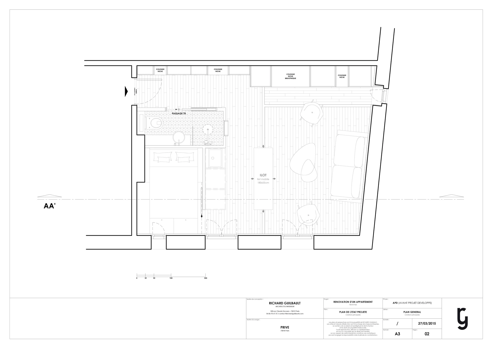 Architectural plan of the apartment (Image: Richard Guilbault)