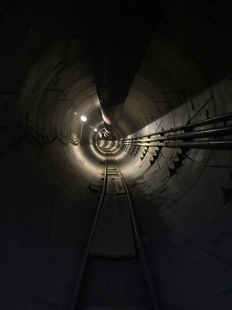 A shot of The Boring Company's test tunnel, which will soon be connected to a prototype garage