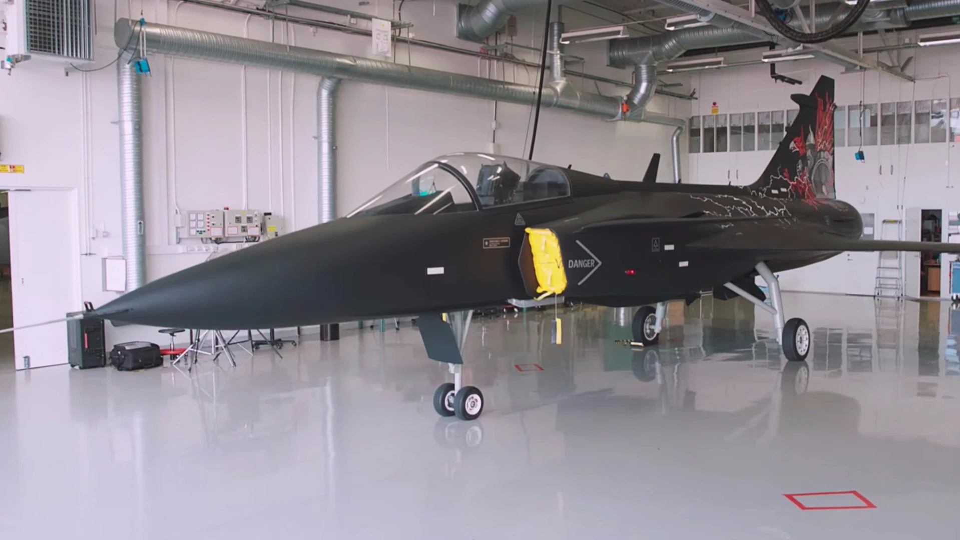 The Gripen Aggressor concept that is on display at DSEI