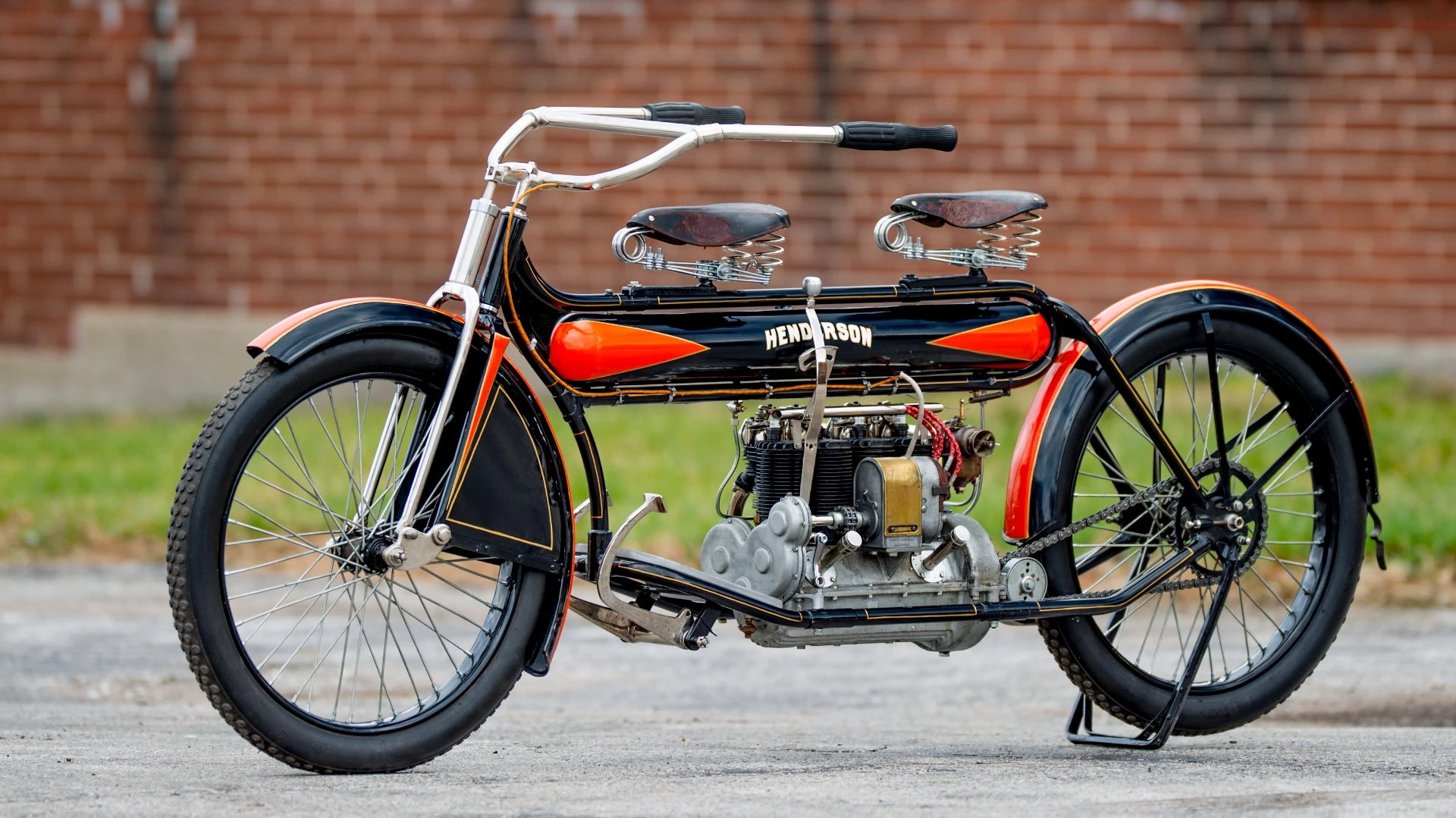 This ultra-rare first-year 1912 Henderson 4 is believed to be one of six surviving machines. An older restoration, the bike was purchased from Cape Town, South Africa in 1983 and thirty years later, it became one of the 50 most valuable motorcycles ever sold when it fetched $236,500.
