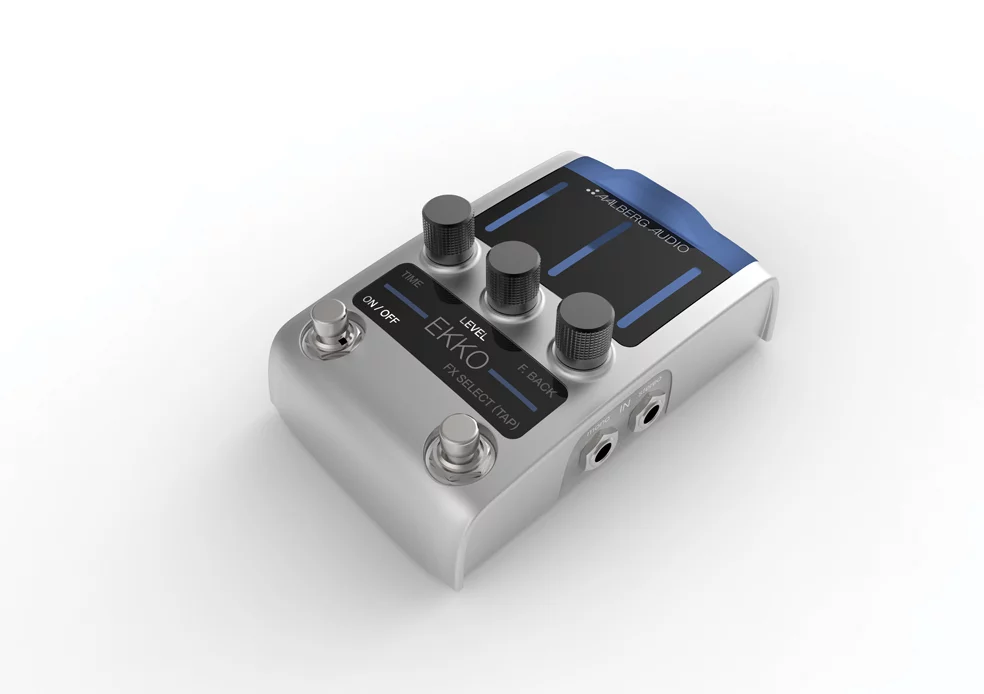 The Ekko EK-1 is described as a semi-analog delay pedal with high quality 24-bit/48kHz sample rate audio