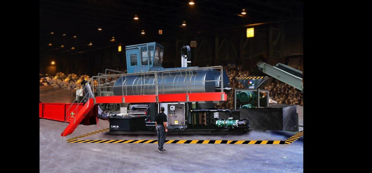 A mock-up of an industrial-scale version of The Muncher, a prototype system that rapidly converts municipal organic waste into compost (Image: Ecologico-Logic)