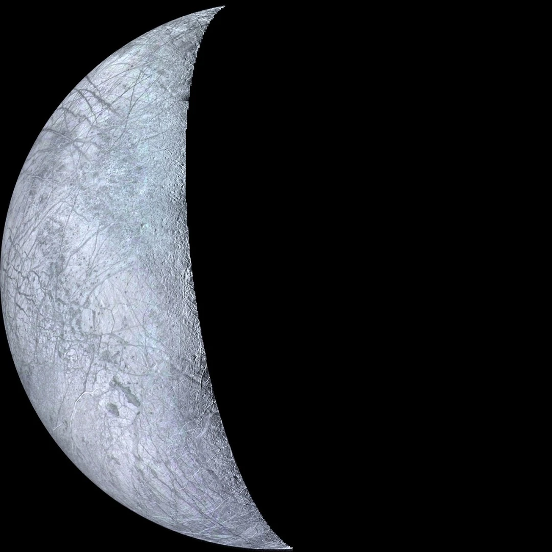 Jupiter's moon Europa captured by Voyager 2
