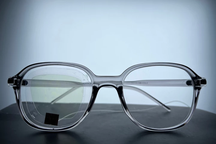 The film was demonstrated in these eyeglasses which allow the wearer to communicate by blinking in Morse code
