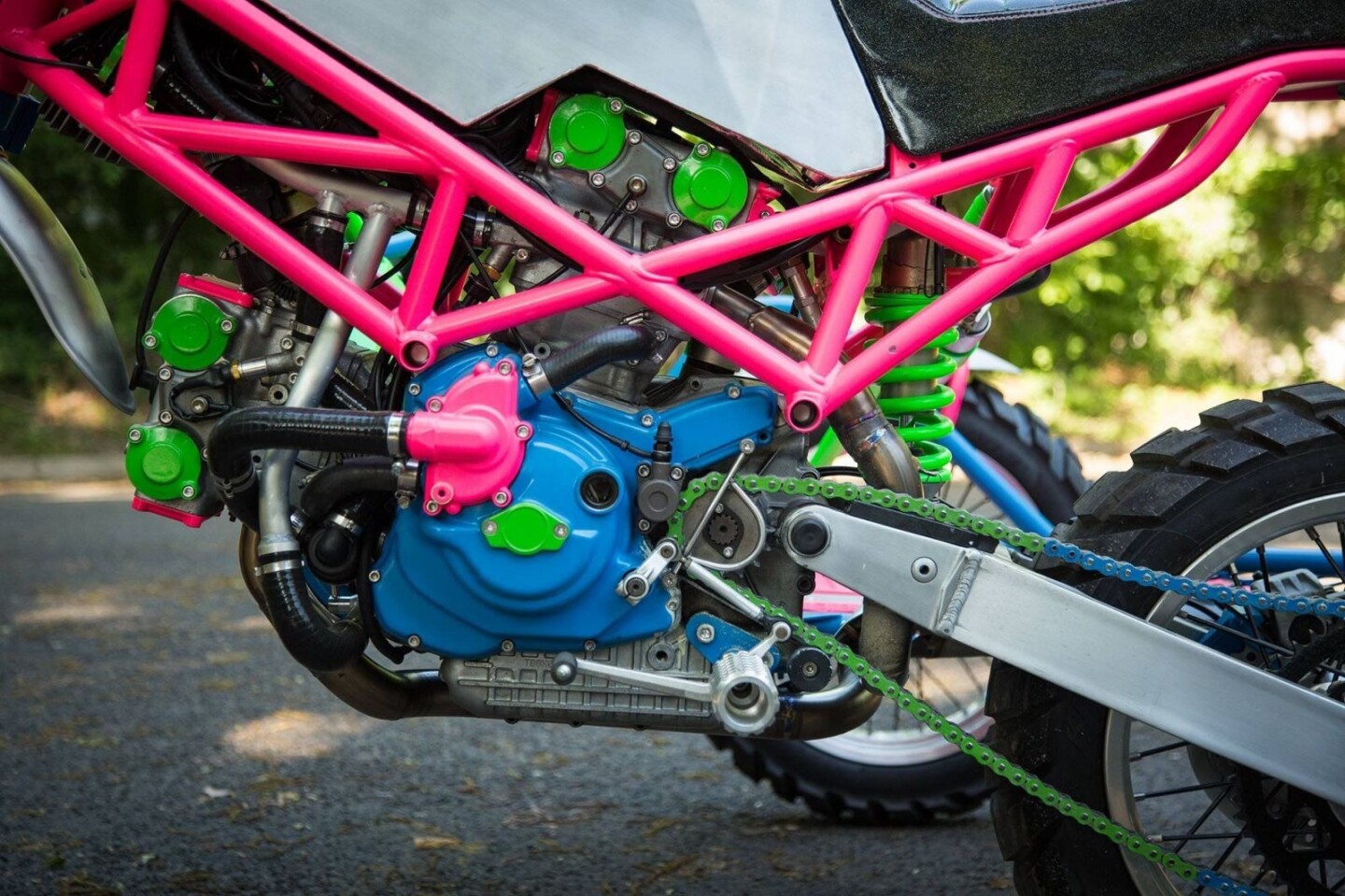 Powering the bike is a 996cc DOHC water-cooled V-twin motor, up from the stock setup of 916cc on Ducati ST4