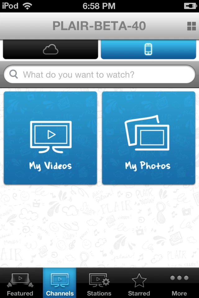A screenshot of PLAiR's iOS app