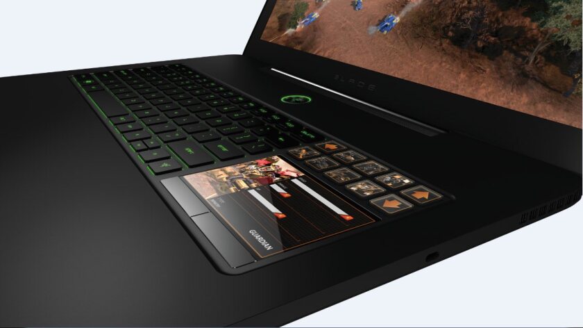 The multi-touch LCD panel to the right of the keying area can also display in-game stats
