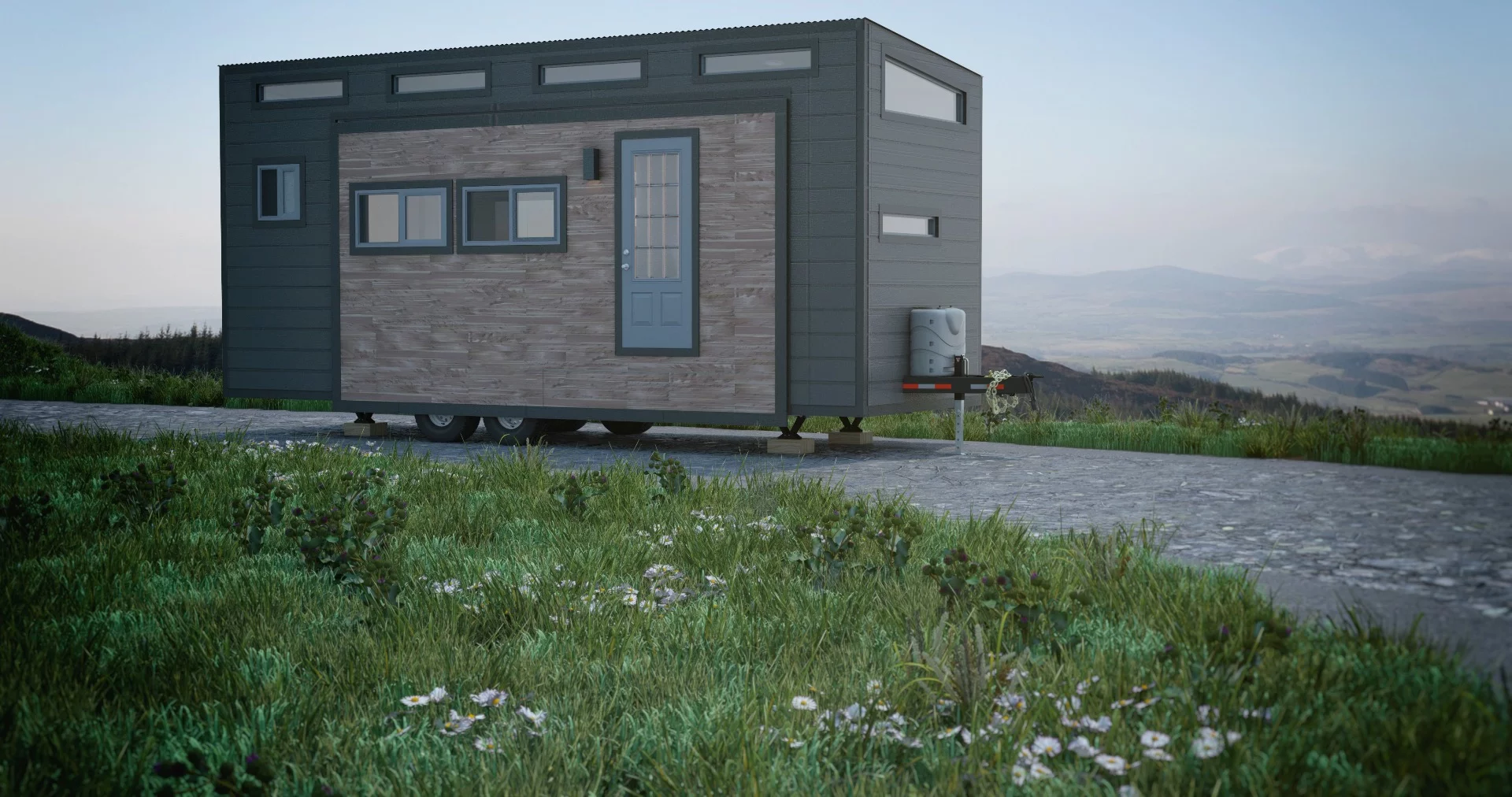 It's not actually built yet, but the Aurora tiny house will be based on a 26 ft (7.9 m) double axle trailer