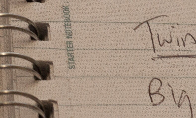 Close-up view of the Anoto smart paper – the patterns formed by these tiny dots identify each page as unique, and also plot out the entire area of each page for writing on
