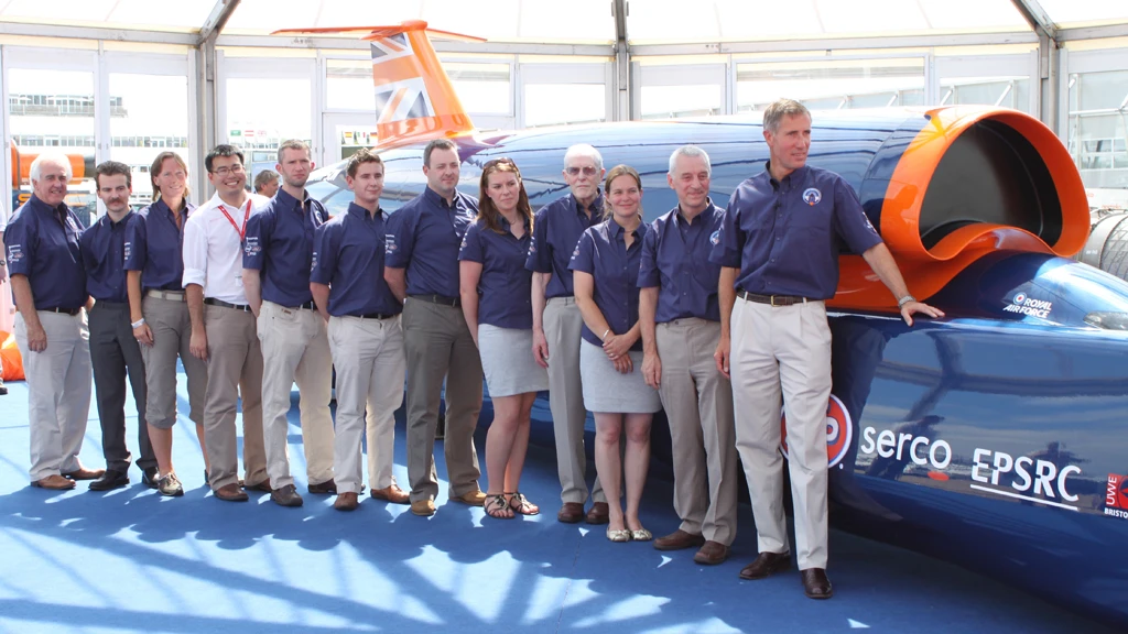 The BLOODHOUND SSC Team after the unveiling (Image: Nick Haselwood)