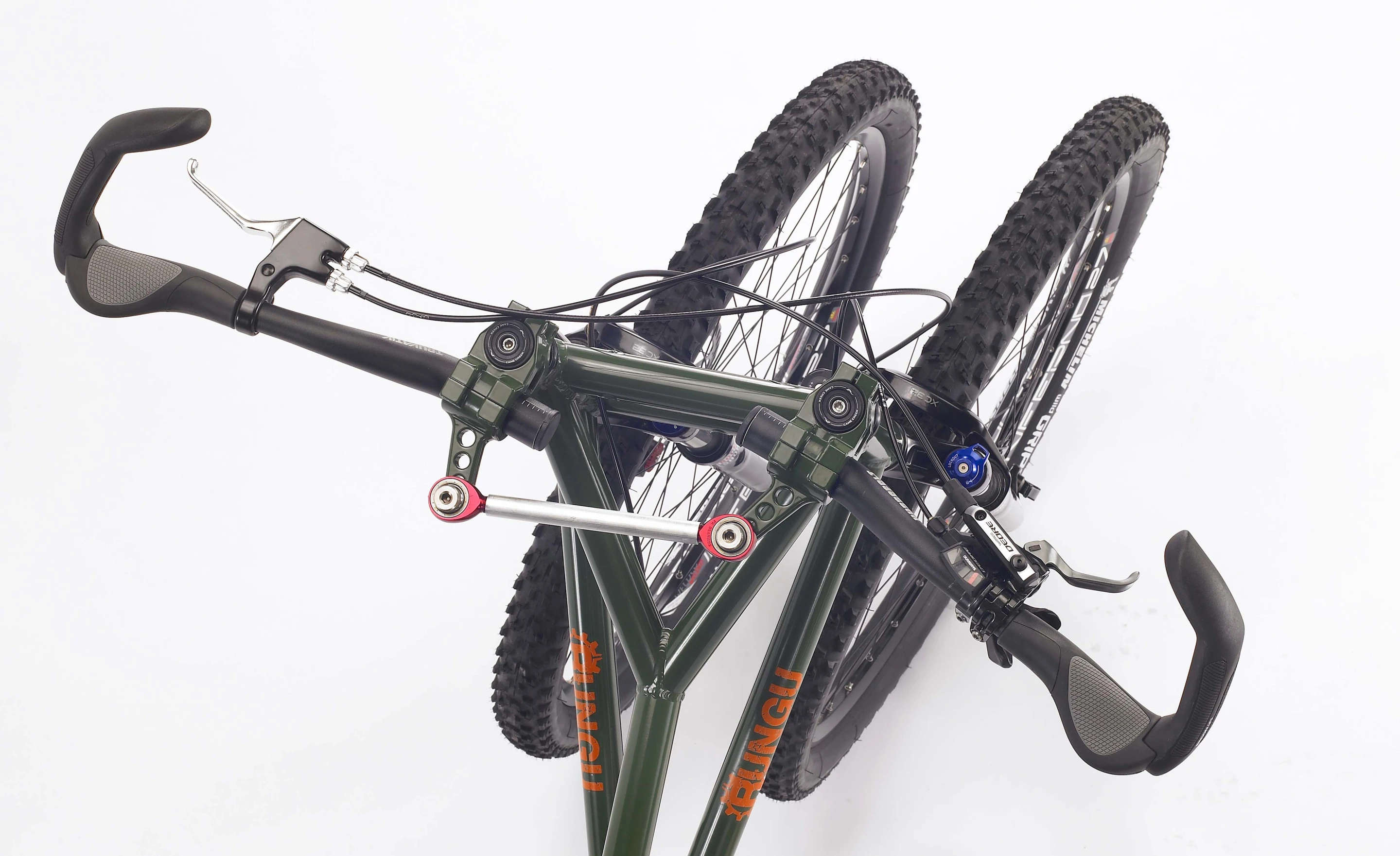 The Rungu's steering linkage system allows the front wheels to pivot together
