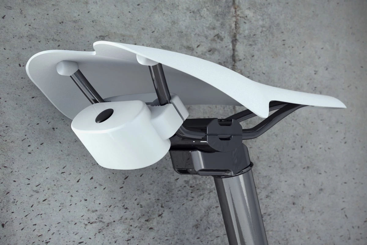 The RFID Bikealarm attaches to a saddle and emits a 120 dB alarm sound when it detects movement