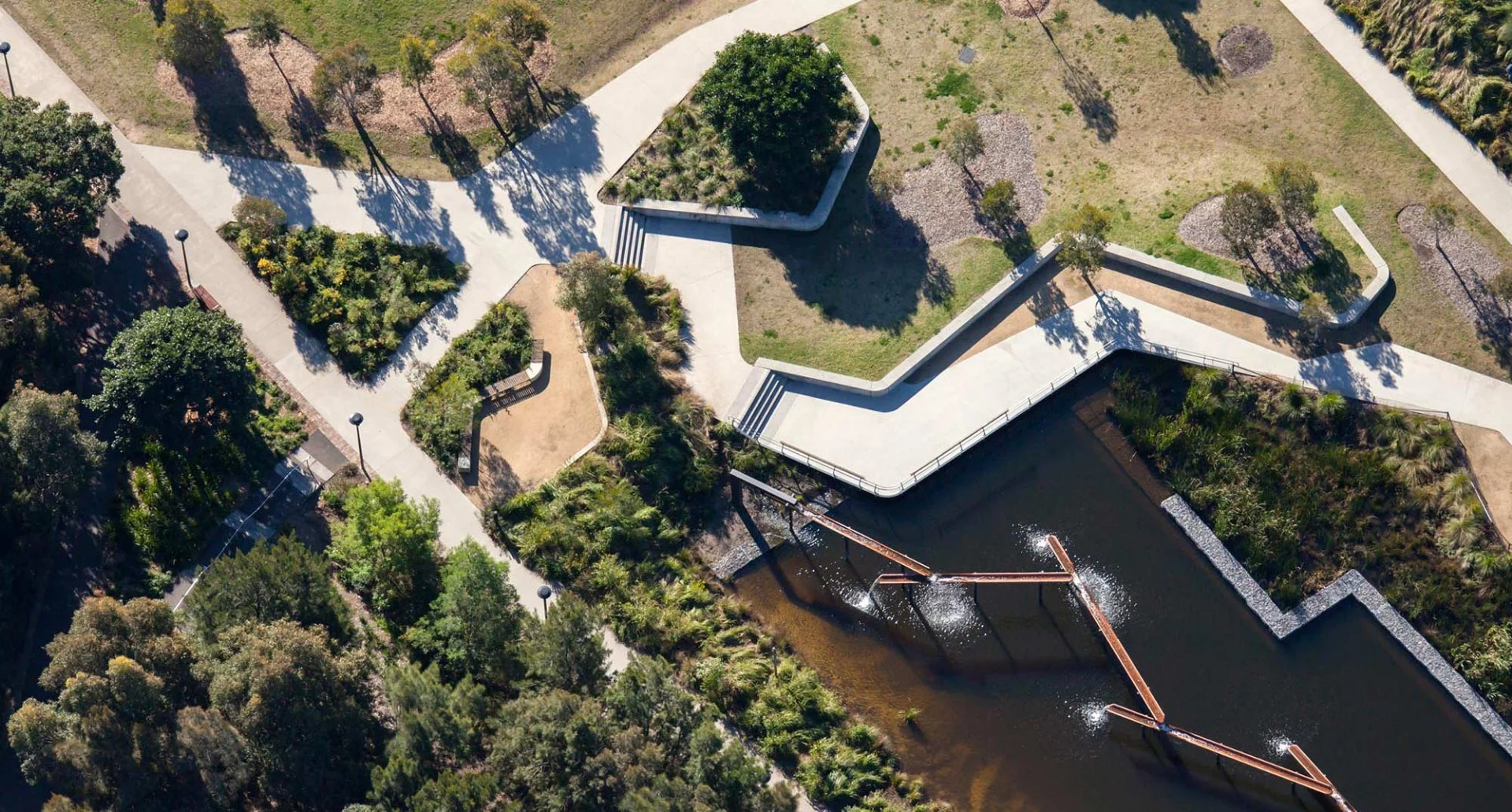 Sydney Park Water Re-Use Project, Sydney, Australia by Turf Design Studio & Environmental Partnership. A winner under the "Parks and GArdens" category at the 2018 International Architecture Awards, these bio-retention wetlands are the largest water harvesting project in Sydney