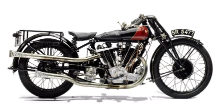 The similarities between the Brough Superior and Coventry Eagle Flying Eight are many, with the Coventry firm's Percy Mayo and George Brough having become acquainted while on active service during WWI. Percy was the son of Coventry Eagle's founder, Edmund Mayo and George Brough and he had based their friendship upon their similar taste in motorcycles. This particular Flying-8 had been in the vendor's ownership for 28 years and was sold with a most substantial history file containing an old-style continuation logbook (issued 1945), expired MoTs, an original Coventry Eagle instruction book and range brochure (1924), restoration and maintenance notes, sketches, photocopied literature, press cuttings, photographs, invoices, correspondence, etc. It fetched £106,780 ($162,140) at Bonhams Stafford sale in April, 2015.