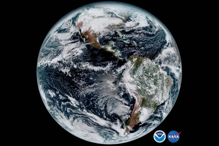 Composite image of Earth's full disk as captured by GOES-16's Advanced Baseline Imager Instrument at 1:07 p.m. EDT on Jan. 15. 2017