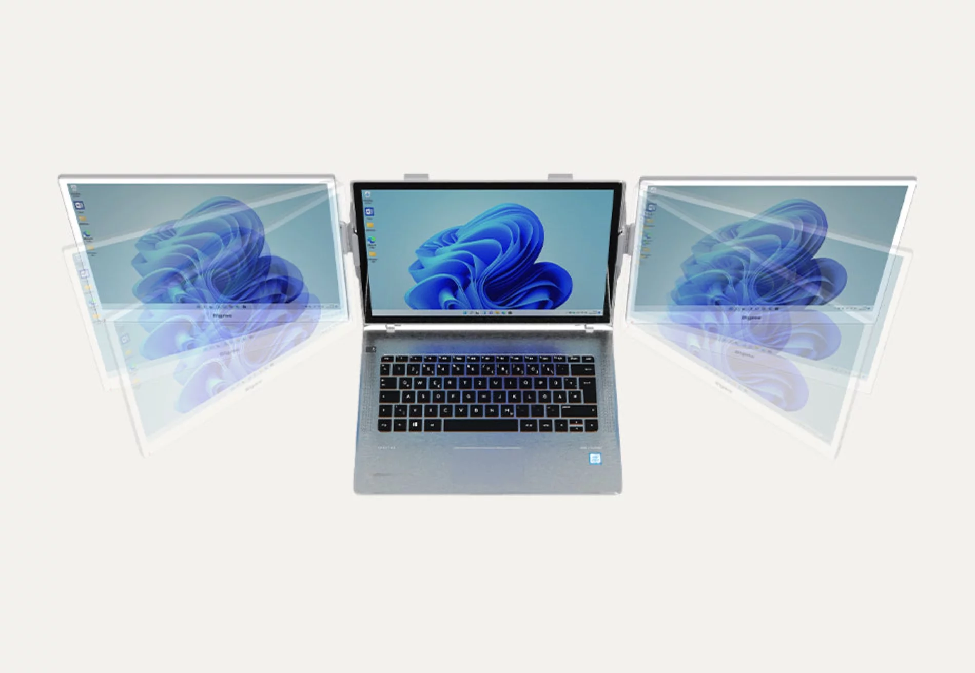 Two Bigme B13 monitors can be mounted to an adjustable backplate for even more productivity real estate