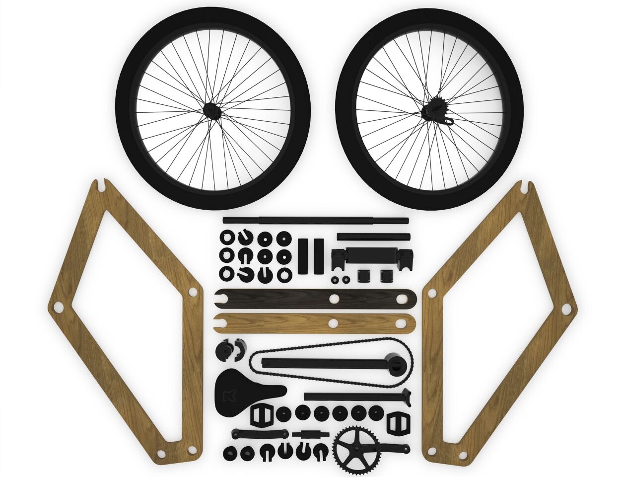 The Sandwichbike is made up of less than 50 components