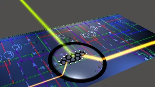 Artist's impression of a molecular transistor. (Photo: Robert Lettow)