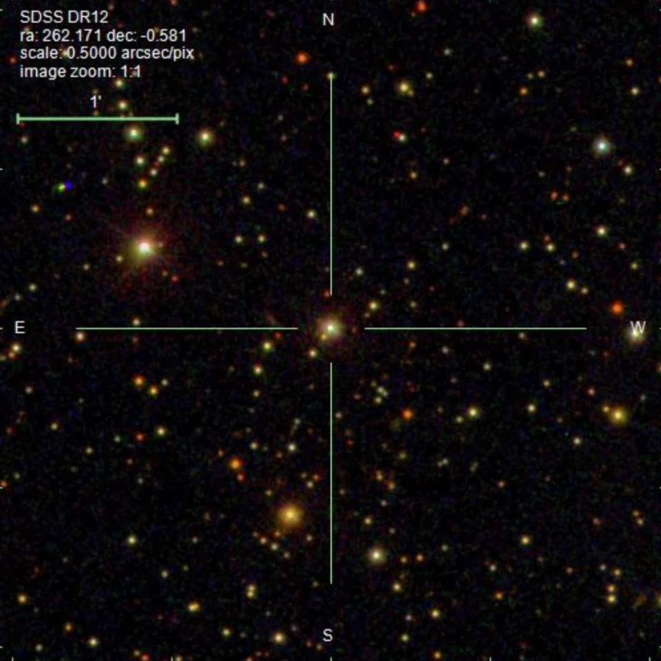 The location of the newly identified black hole