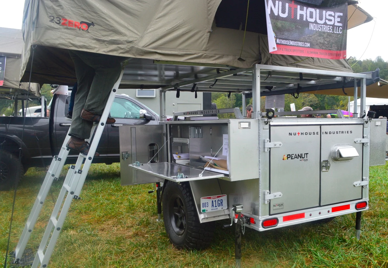 In contrast to Nuthouse's large car-hauling models, the Peanut is a simpler, more traditional camping trailer designed for "a campground or the outback"