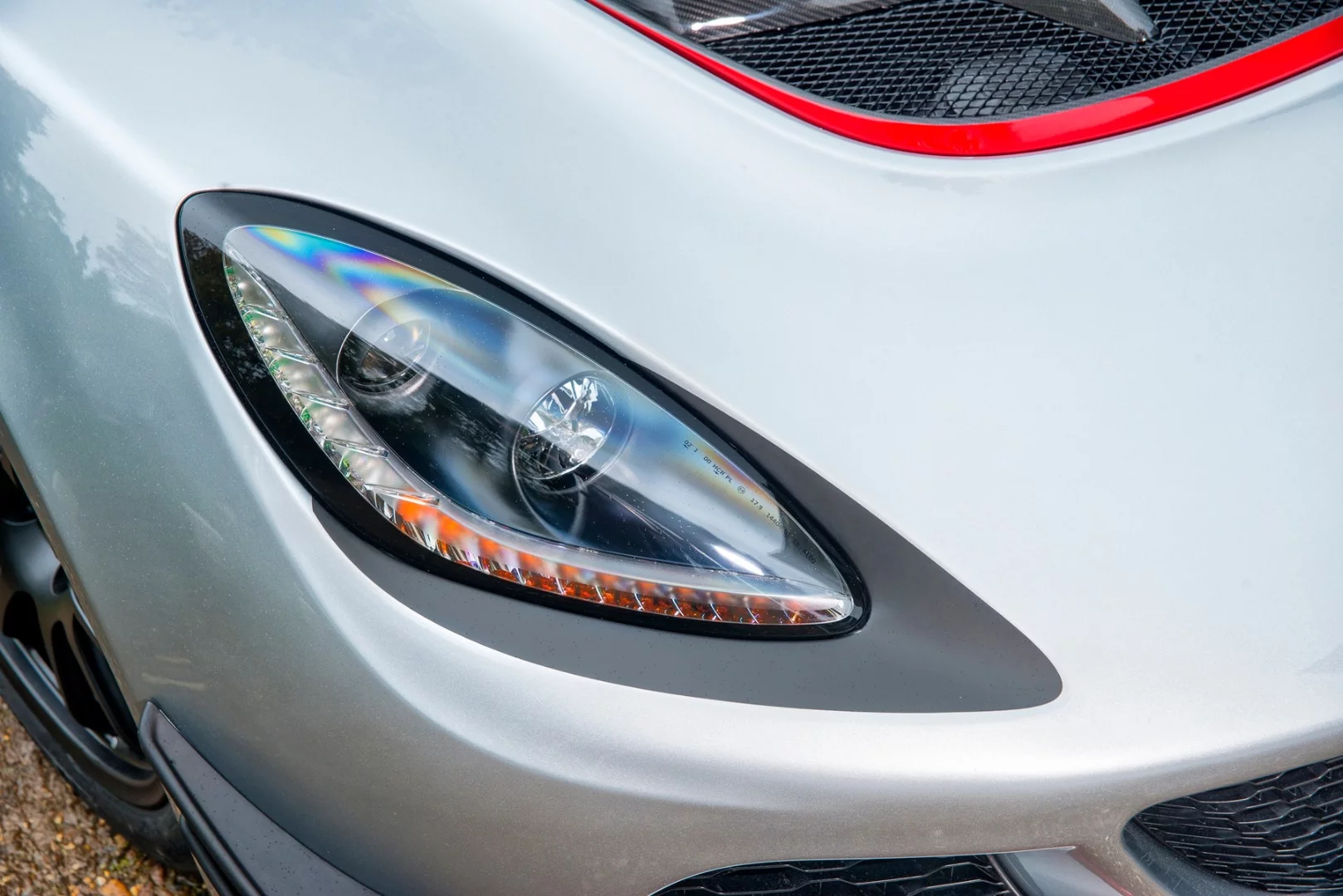 The Lotus Exige Sport 380 has blackened headlamp surrounds