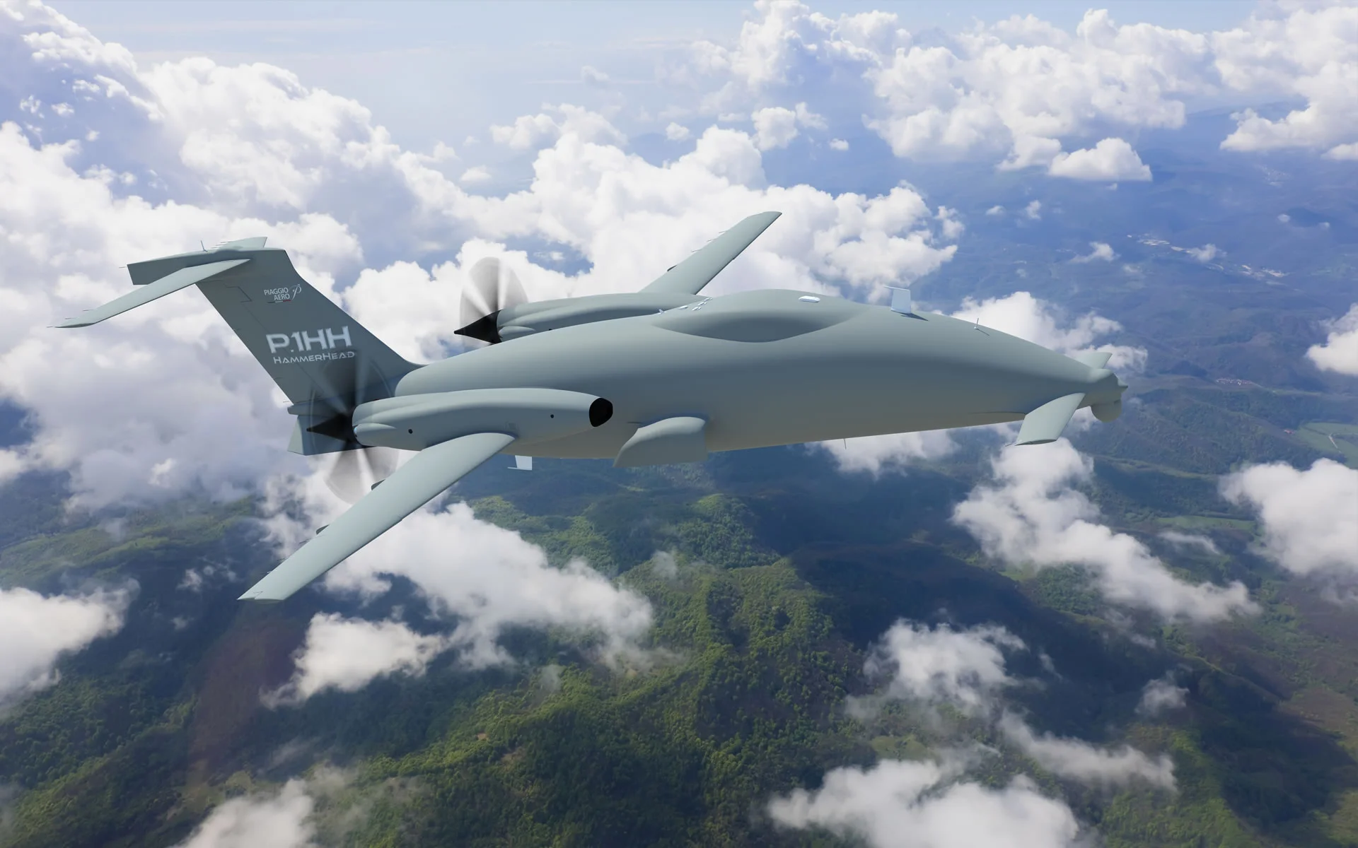 Artist's concept of the HammerHead UAV on a mission (Photo: Piaggio)