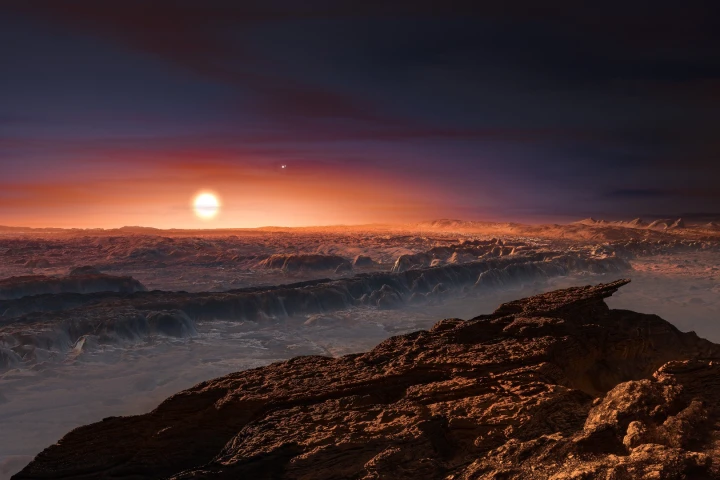 Artists impression of the view from the surface of Proxima b