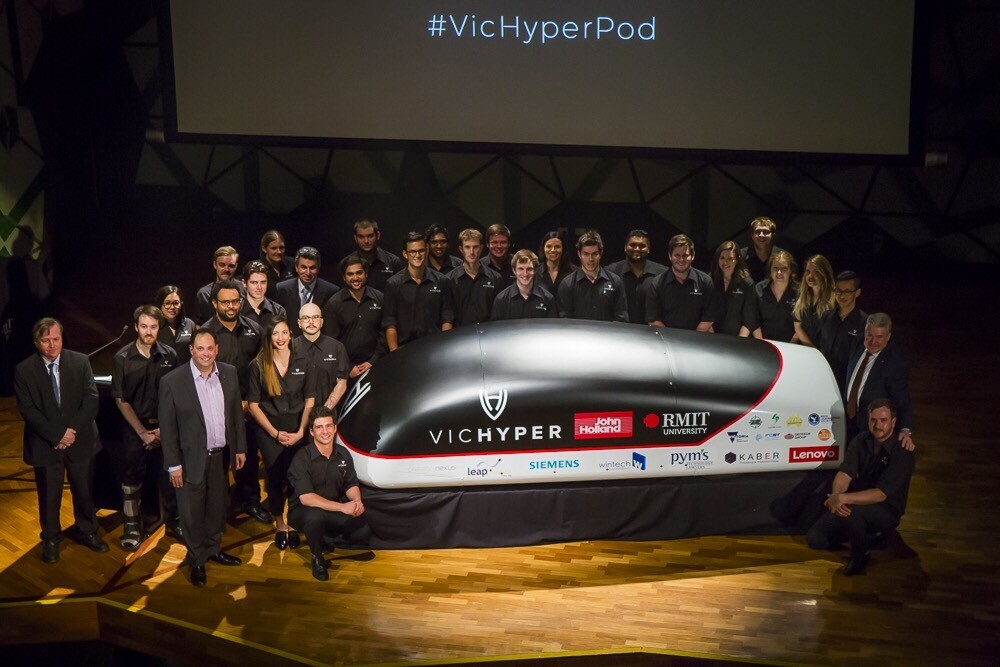 The VicHyper team unveiled their Hyperloop pod design at a press event at RMIT University this week