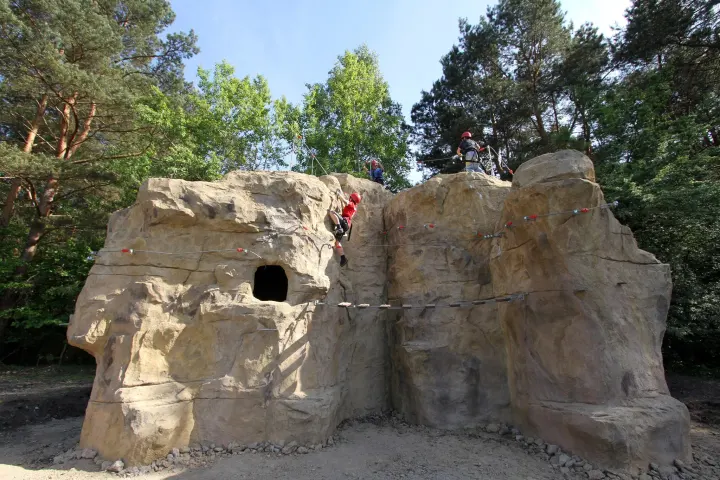 Climb Up! has constructed a test boulder that is 16 feet high (5 m) high
