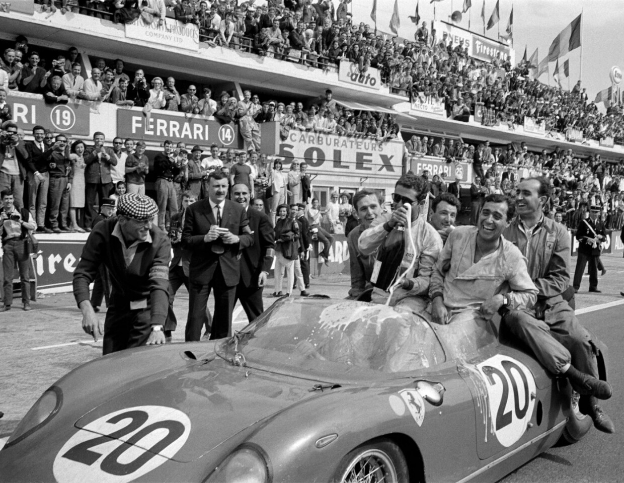 Only four cars in history have won the 24 Hours of Le Mans twice: the Bentley Speed Six (Chassis MT3464) did it in 1929 and 1930; Ford GT40 (chassis #1075) did it in 1968 and 1969; the Porsche 956 of Team Joest (chassis #117) did it in in 1984 and 1985; and this car (chassis #0816) did it as a 250P in 1963 and with a new motor as a 275P in 1964.