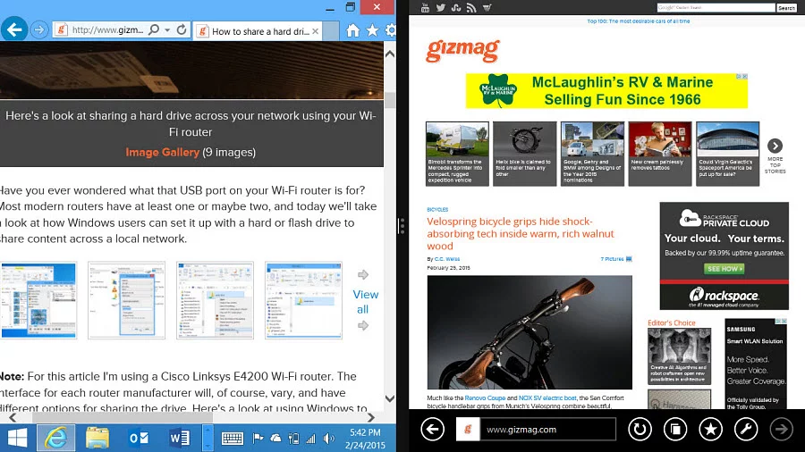 The Modern and desktop versions of IE in Windows 8