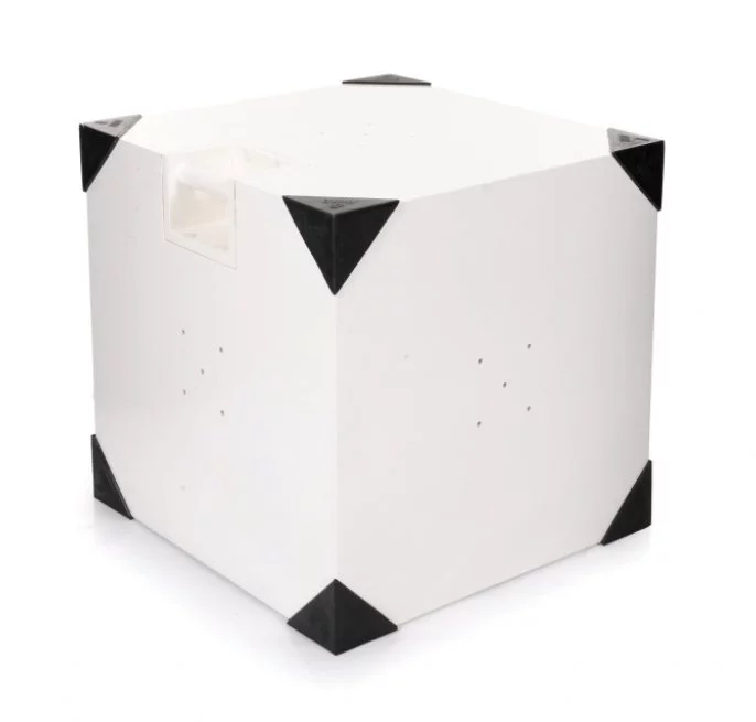 The DUBE is a specially-constructed wooden box that serves as a percussive musical instrument