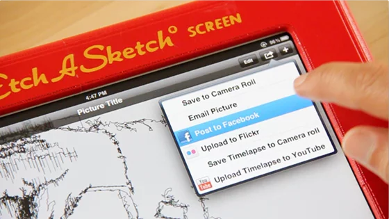 Etcher adds share options to the Etch A Sketch of old