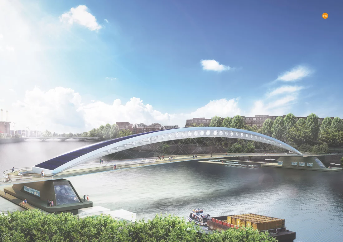 A span that has the appearance of resting on two floating platforms (Image: NEP Bridge Competition)