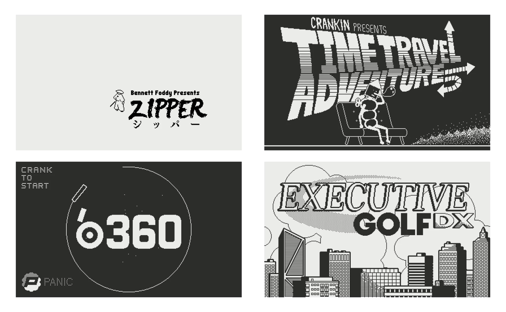 Title screen concepts for some of Playdate's games
