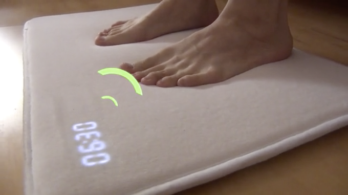 Ruggie is made from rebounding memory foam and felt with a touch sensor and bright LED display in the corner